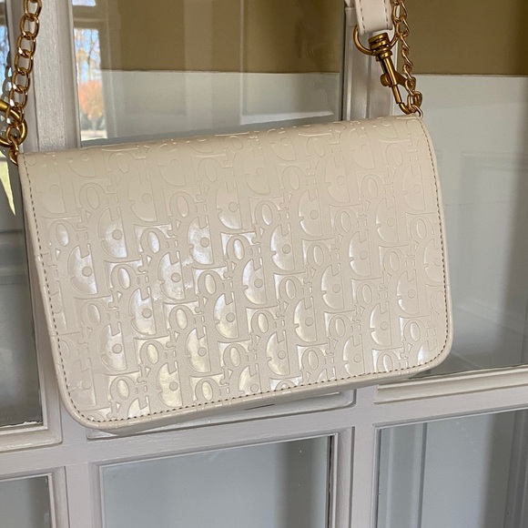 Dior Embossed Cream Clutch with Gold Accent - Picture 4 of 5